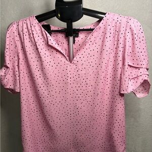 Chic Pink Polka Dot Blouse
